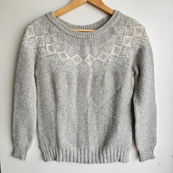 Marine Layer Sweaters - Marine Layer Fair Isle Knit‎ Pullover Sweater Wool Blend Light Gray Women's XS